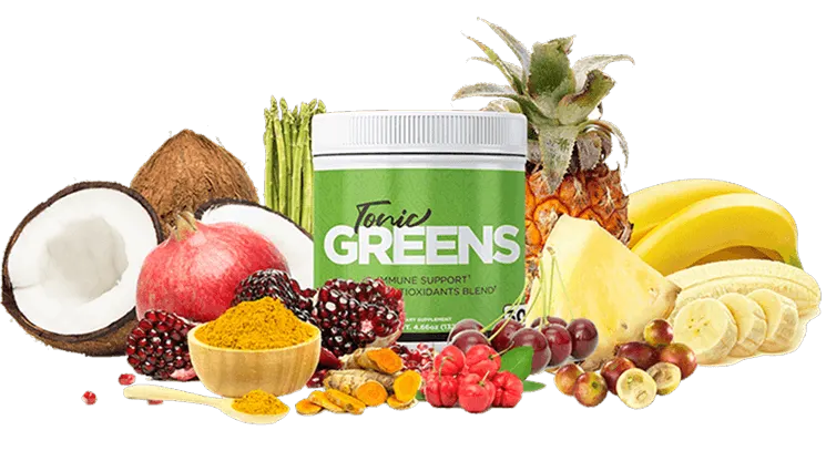 TonicGreens™ 6-in-1 Daily Immune Support Greens Powder — Quercetin Resveratrol Curcumin Antioxidants Prebiotics — Dietary Supplement
